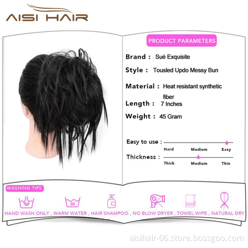 Aisi Hair Donut Natural Black Chignon Curly Bun Pad Chignon Elastic Band Ribbon Ponytail Rope Rubber Hair Extension For Women
